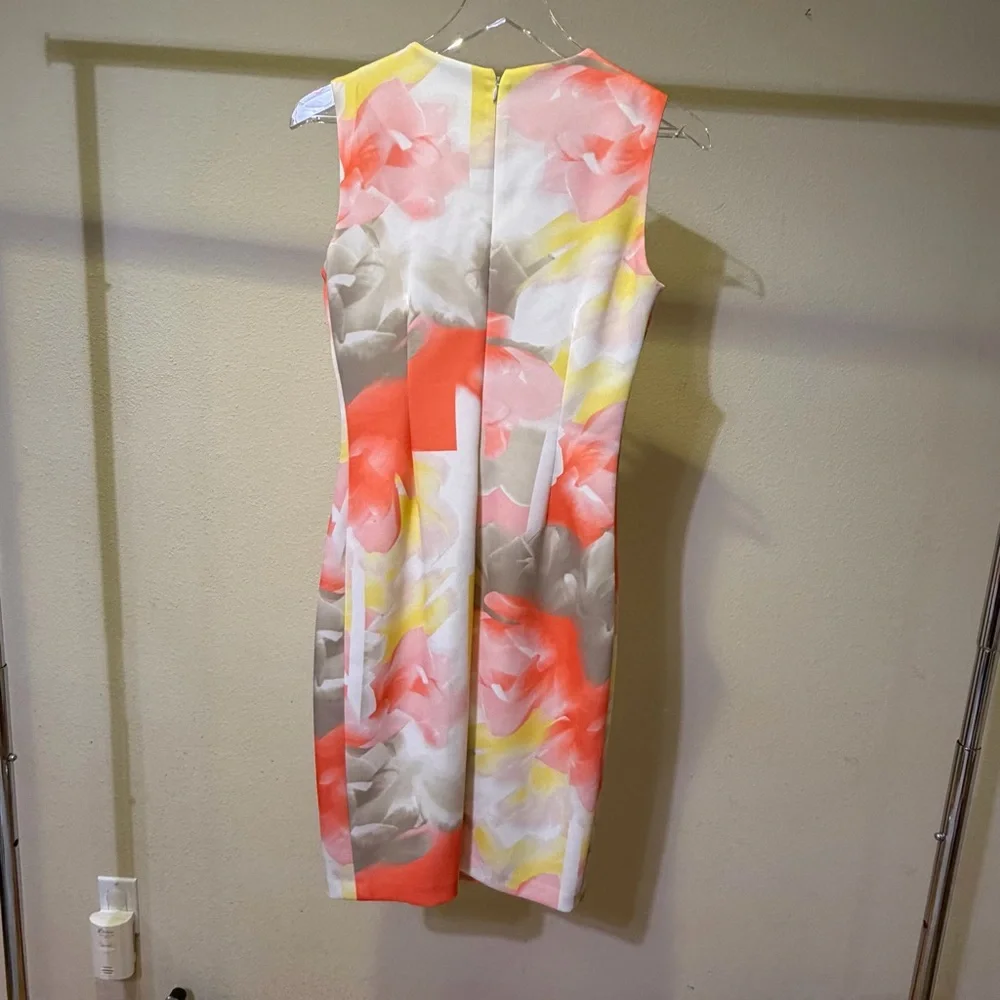 Calvin Klein Women's Midi Dress - Pink, Yellow, Gray Floral - Picture 4 of 6